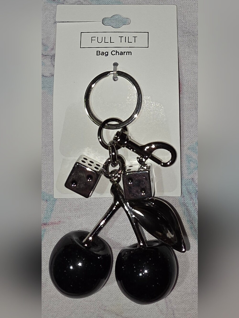 Black Cherry & Dice Keychain/Bag Charm